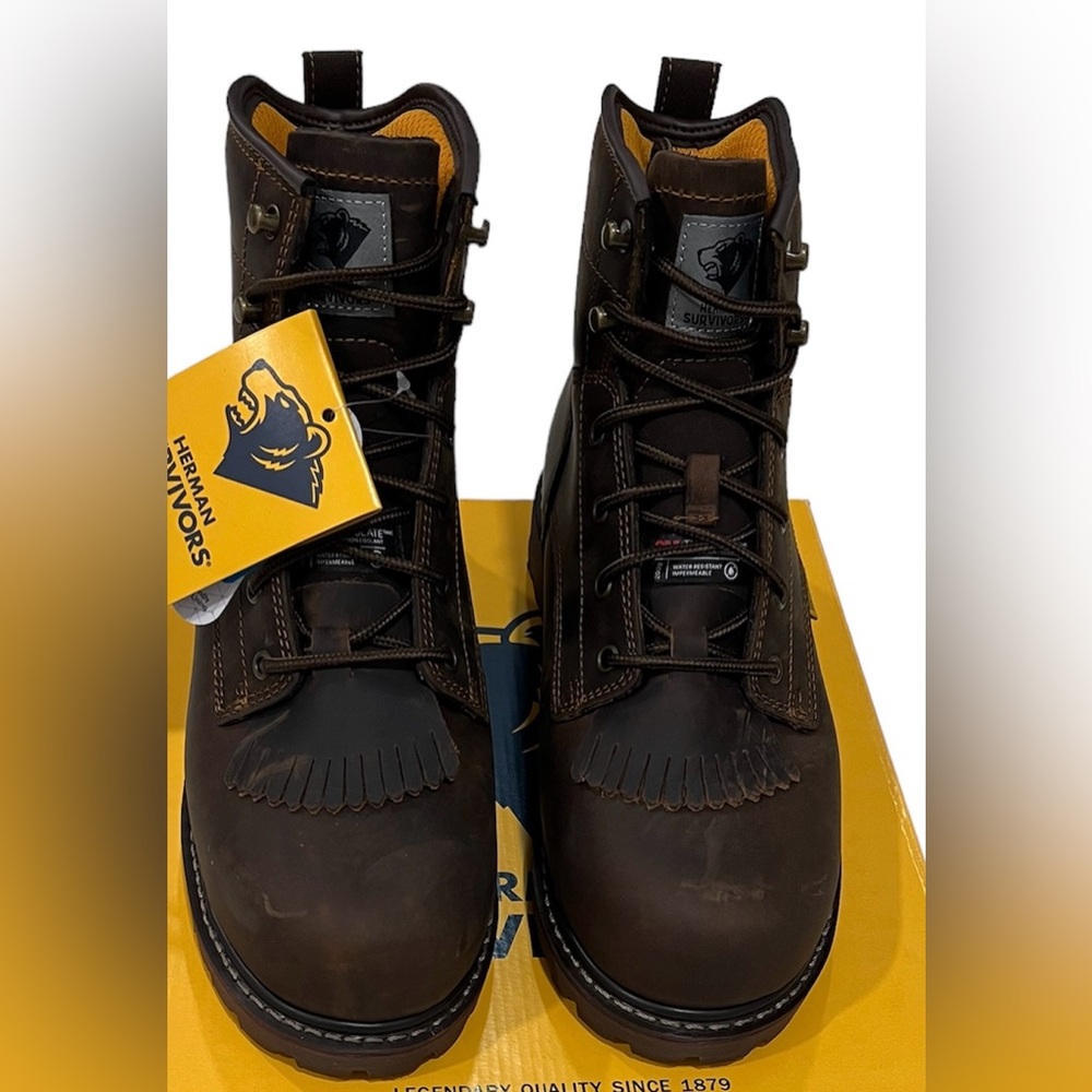 Herman Survivors Dover Men’s 6” Leather Steel Toe Waterproof Brown Work Boots 7